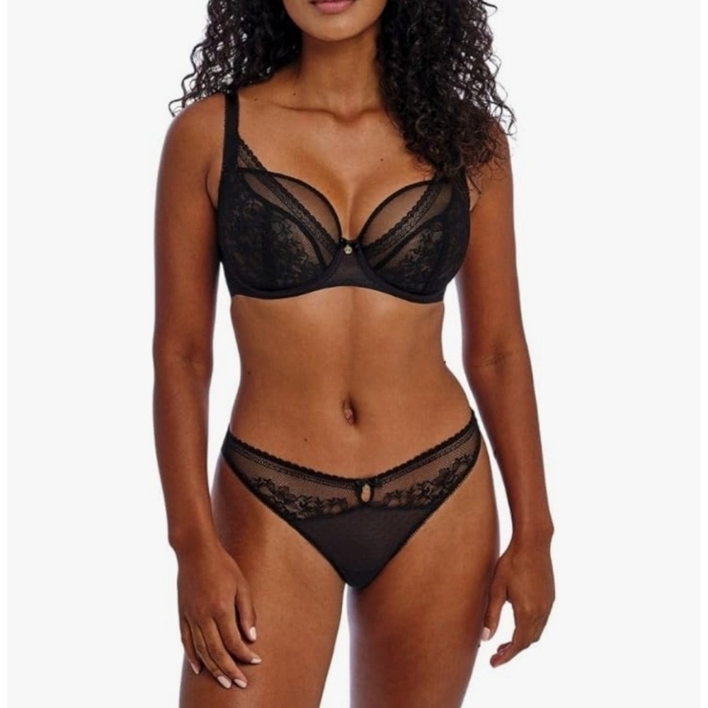 New w/ Tags Freya Women's Sydnie Underwire High Apex Plunge Charm Bra Black 30K